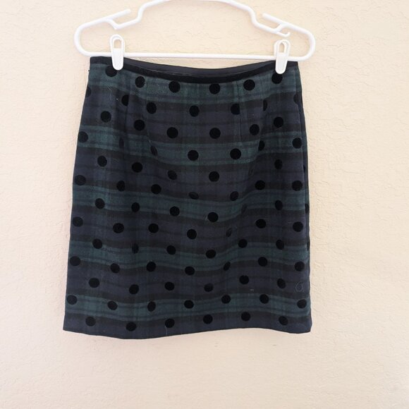 Talbots Wool Plaid Polka Dot Lined Mini Skirt Size 6 Holiday Winter - Picture 6 of 7